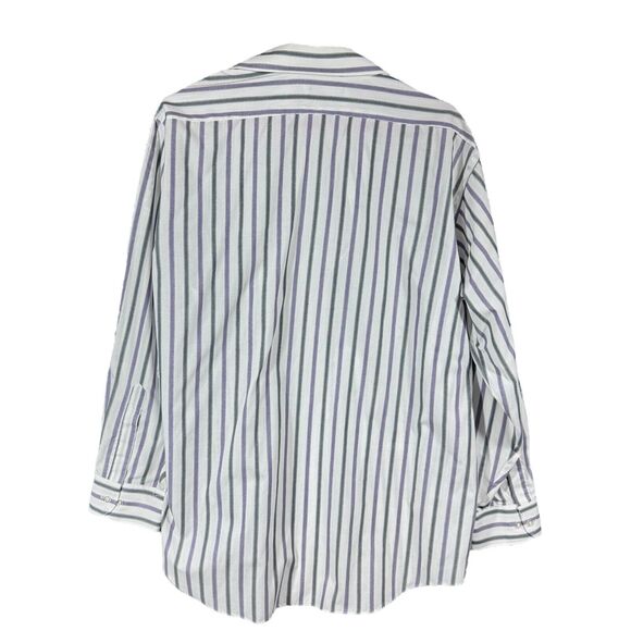 Towncraft Men's Casual Button-Down Collared Shirt White Purple Black Striped 17 - Picture 2 of 6